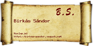 Birkás Sándor névjegykártya