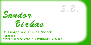sandor birkas business card